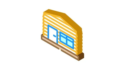 Siding frame wood frame house isometric icon animation Stock Footage 327276342