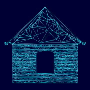 Siding front low poly triangulation triangulated polygonal electric cyan blue Stock Illustration