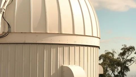 Siding spring observatory on mountain top, vertical pan close up Stock Footage 94333739
