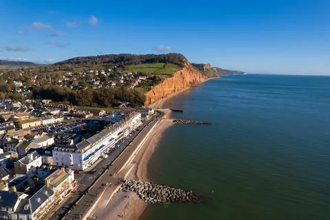 Sidmouth Seafront, Devon Drone Aerial Photo Stock Photos