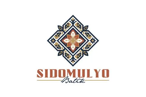 Sidomulyo batik diamond emblem logo template with flower motif for classic brand Stock Illustration