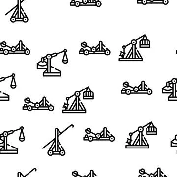 Siege Engine Catapult Vector Seamless Pattern Illustrazione stock