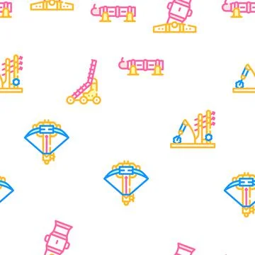 Siege Engine Catapult Vector Seamless Pattern 스톡 일러스트
