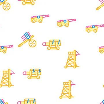 Siege Engine Catapult Vector Seamless Pattern 스톡 일러스트
