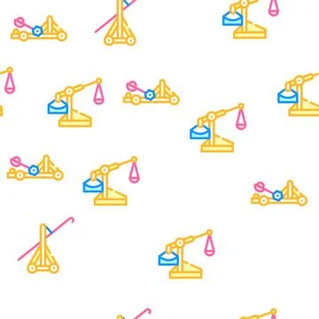 Siege Engine Catapult Vector Seamless Pattern Illustrazione stock