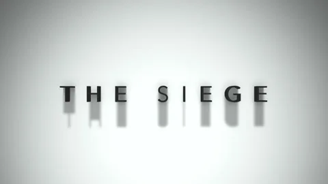 The siege title animation matte black text against a white backdrop Stock Footage 301837721
