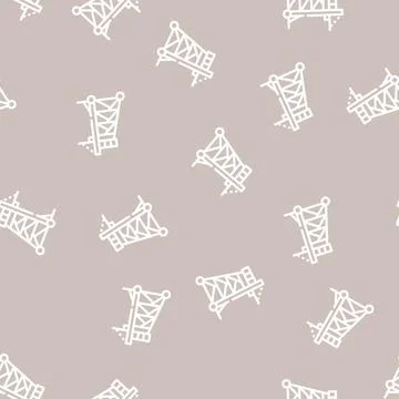 Siege tower line vector seamless pattern black Stock Illustration