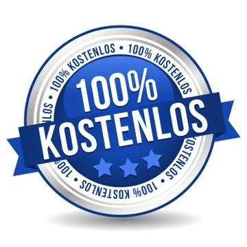 Siegel Button Banner - 100% kostenlos - in blau und silber Stock Illustration