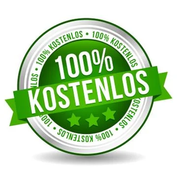 Siegel Button Banner - 100% kostenlos - in grn und silber Stock Illustration