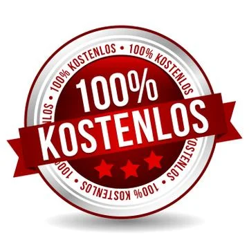 Siegel Button Banner - 100% kostenlos - in rot und silber Stock Illustration