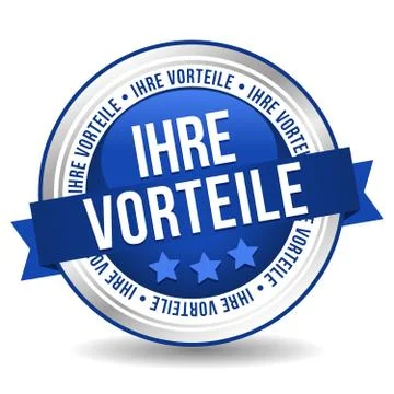 Siegel Button Banner - Ihre Vorteile - in blau und silber Stock Illustration