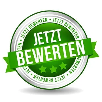Siegel Button Banner - Jetzt bewerten - in grn und silber Stock Illustration