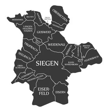 Siegen City Map Germany DE labelled black illustration Stock Illustration