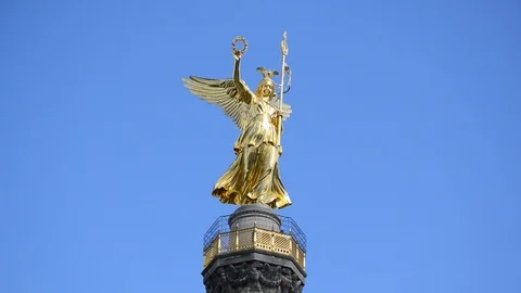 Siegessaule or Victory column in Berlin, Germany. Famous monument Stock Footage 112894166