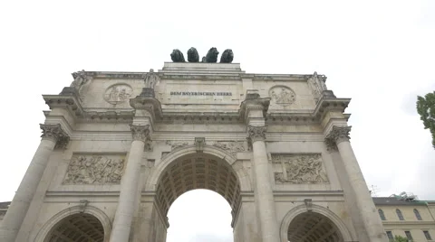 Siegestor with the lions statues in Munich Stock Footage 54433516