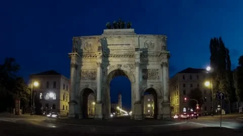 Siegestor in munich, germany Stock Footage 12031258