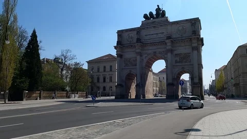 Siegestor Triumphal Arch in Munich, Germany Stock Footage 153382921