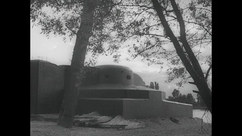 Siegfried Line defences by river Stock Footage 252526774