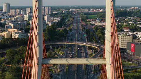 Siekierkowski Bridge and road junction. Warsaw, Poland - July 21, 2025 Stock Footage 313832603
