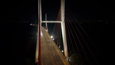 Siekierkowski Bridge in Warsaw night Stock-Footage 284209952