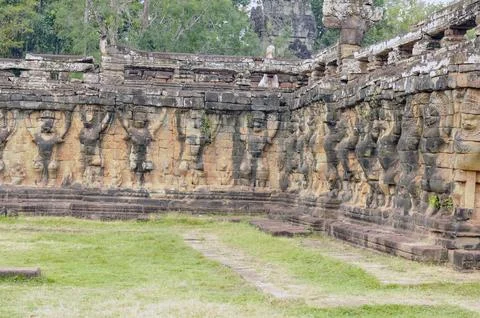 Siem Reap Cambodia-02/02/2012:Elephants steps Stock Photos