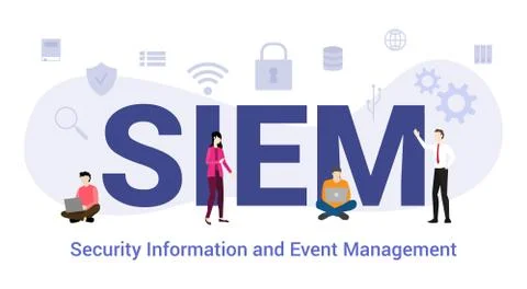 Siem security information and event management concept with big word or text  Illustrazione stock