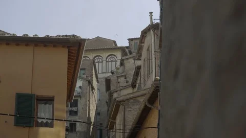 Siena Back Streets View from Below 4K Stock Footage 76681247