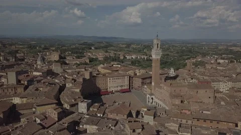 Siena Piazza del Campo drone Stock Footage 214427169
