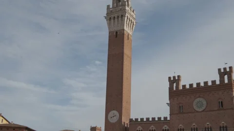 Siena Piazza del Campo Square, Torre del Mangia Tower in Tuscany, Italy Stock-Footage 169472443