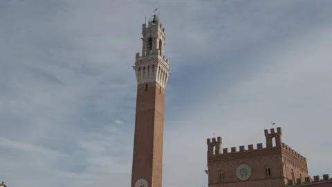 Siena Piazza del Campo Square, Torre del Mangia Tower in Tuscany, Italy Stock-Footage 169472796