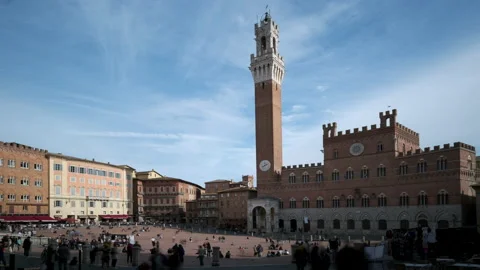 Siena Piazza del Campo Square, Torre del Mangia Time Lapse in Tuscany, Italy Stock-Footage 169699383