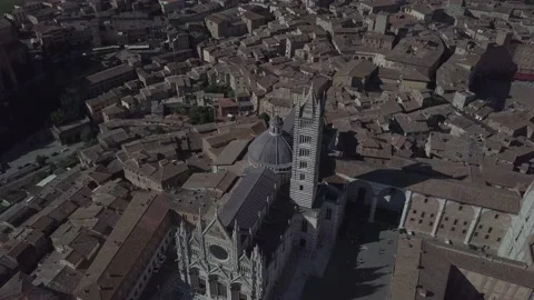 Siena Rooftops golden hour drone Stock Footage 214427270