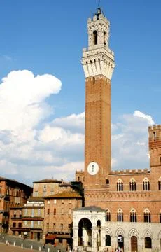 Siena Tower at the square Campo Stock Photos