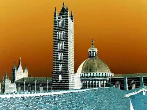 Sienna tower inverse Foto stock