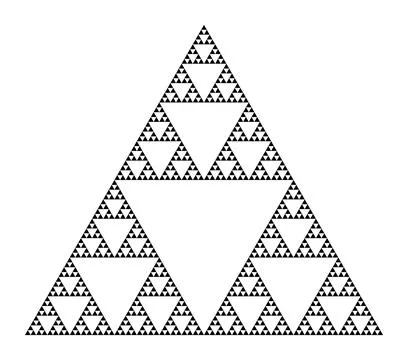 Sierpinski triangle, 6th iteration of a self-similar geometric fractal Stock Illustration
