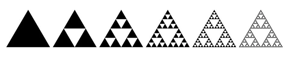 Sierpinski triangle evolution steps Stock-Illustration