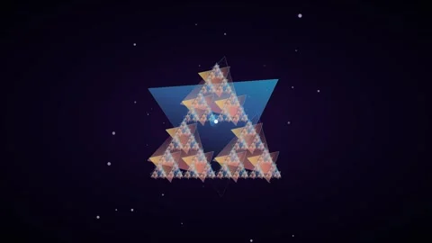 Sierpinski Triangle Fractal Loop - Glowing Geometric Math Animation Video stock 341563209