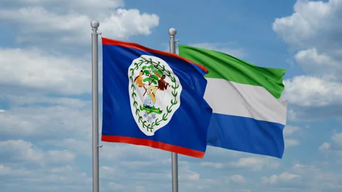 Sierra Leone and Belize two flags Stock Footage 273049198