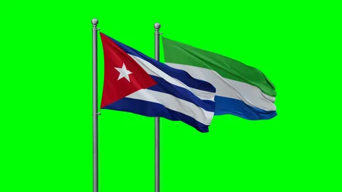 Sierra Leone and Cuba two flags Stock Footage 291471606