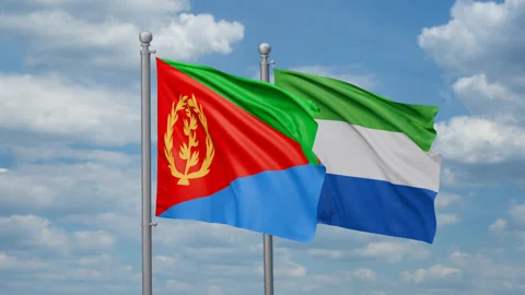 Sierra Leone and Eritrea two flags Stock Footage 273057316