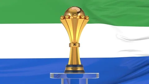 Sierra Leone flag and Afcon trophy Stock Footage 168182702