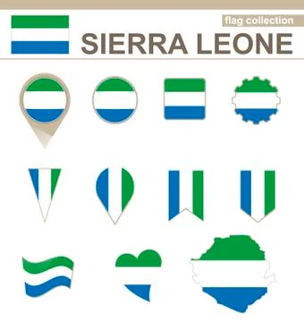 Sierra Leone Flag Collection Stock Illustration