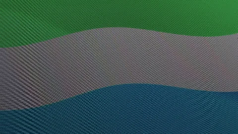 Sierra Leone Flag Digital Particle Waving Seamless Loop Animation on Black .. Stock Footage 339303472