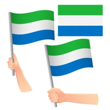 Sierra leone flag in hand set Stock Illustration