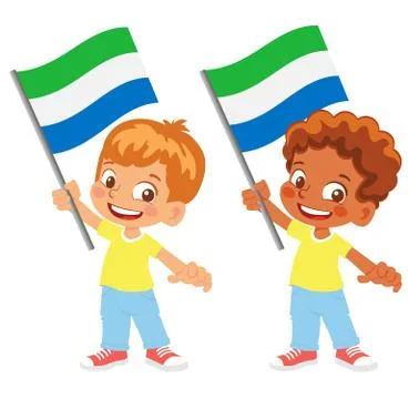 Sierra leone flag in hand set Stock Illustration