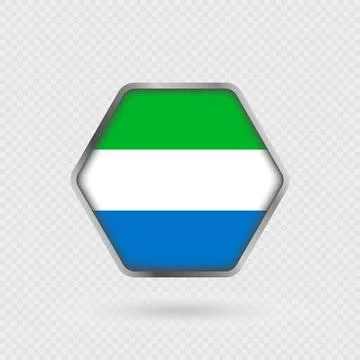Sierra Leone flag in a hexagon frame. Stock Illustration