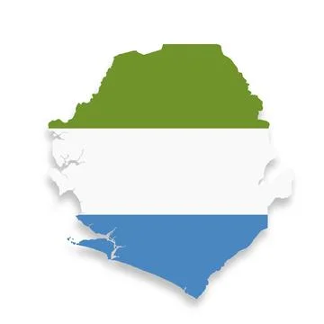 Sierra Leone flag map on white background with clipping path 3d illustration Stock Illustration