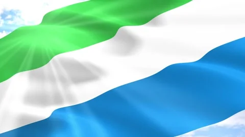Sierra Leone Flag Seamless Loop 4k 60fps on Sky Background Stock Footage 341551187
