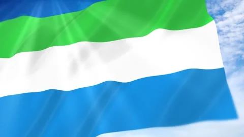 Sierra Leone Flag Seamless Loop 4k 60fps on Sky Background Stock Footage 341677726