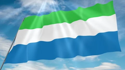 Sierra Leone Flag Seamless Loop 4k 60fps on Sky Background Stock Footage 341766053